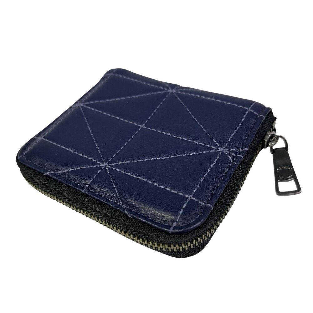 COACH Small Zip Around Wallet Card Case With Quilting Blue
